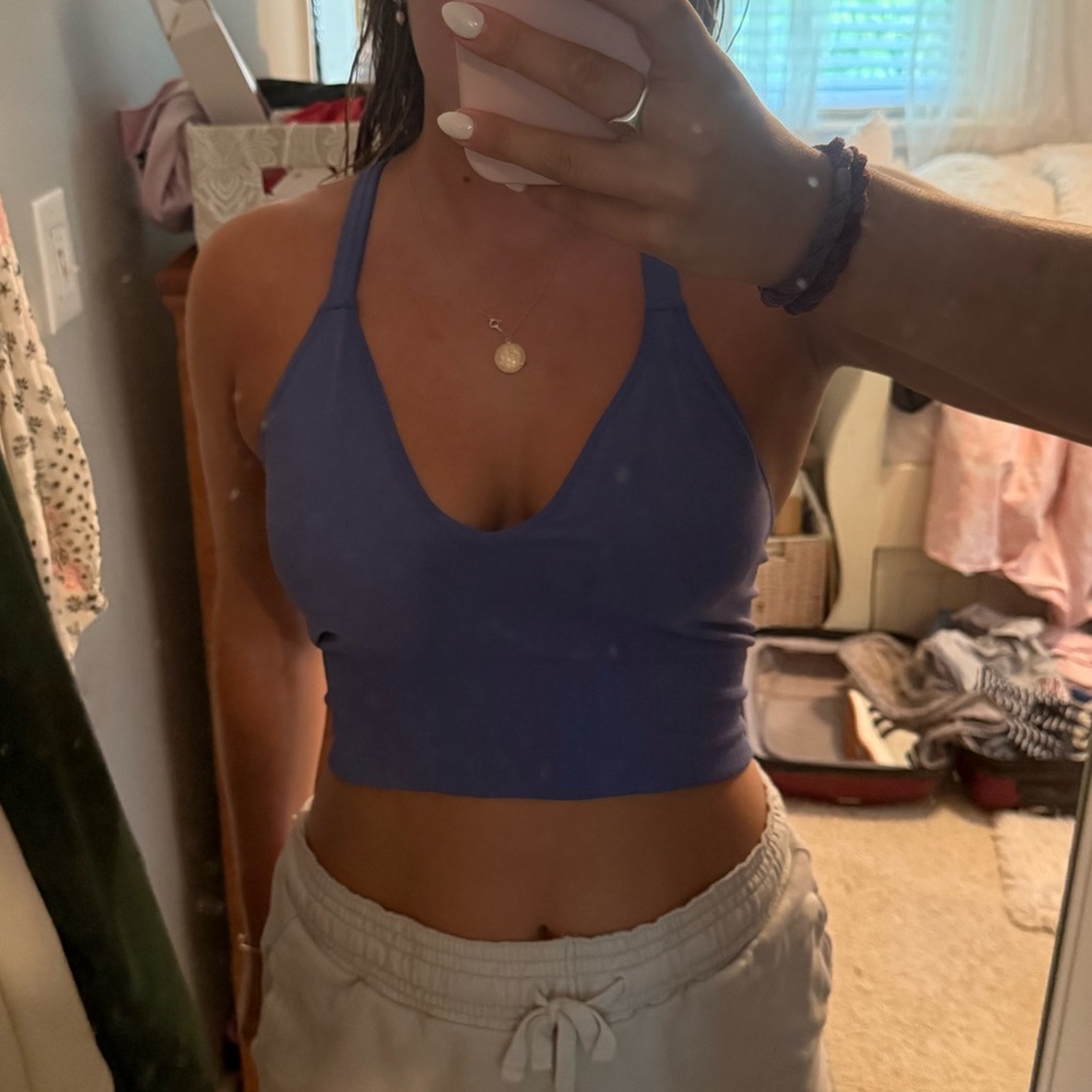 Women's Blue Cross-Back Bralette Tank top